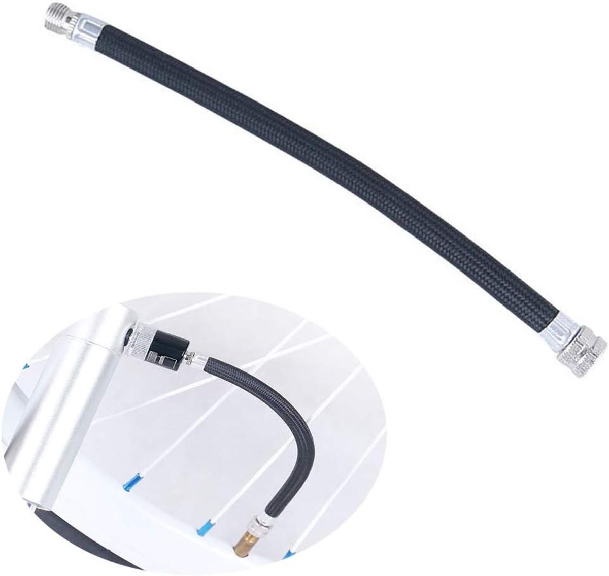 Allecto Plus - Duurzame fietspomp verlengslang voor Schrader-ventiel - Hogedruk-inflatorpomp accessoires met slangadapter