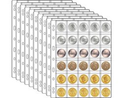 10x Muntenalbum - Voor Munten - Munthouders - Munten Verzamelen - Verzamelmap Munten - Munten Verzamelmap - Muntenmap - Munten Verzameling Opbergsysteem - Insteekbladen - Insteekblad - Insteek - Waterdicht - Tot 300 Munten - Afmetingen 27.7x20.8cm