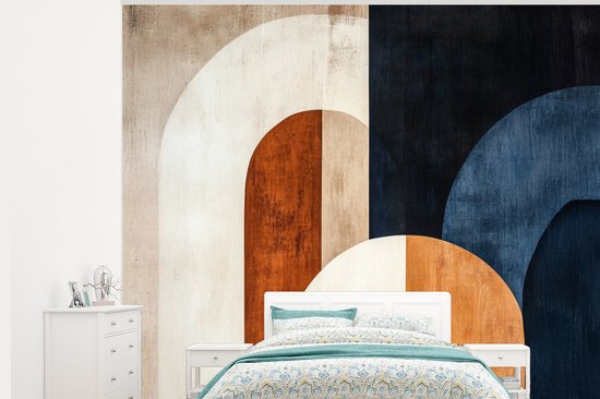 Behang - Fotobehang Abstract - Vormen - Donkerblauw - Breedte 300 cm x hoogte 240 cm