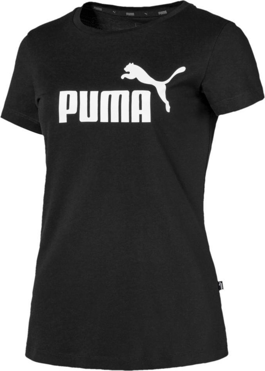 PUMA ESS Logo Tee Shirt Dames Cotton Black Maat XL