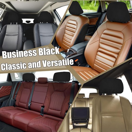 Auto Hoofdsteun Hoes Set - Zwart - Set van 2 Autostoel Hoofdsteun Hoezen - Universeel - Wasbaar - Auto Accessoires - Auto Interieur Accessoires - Auto Interieur Stoel Accessoires Beschermhoezen - Stofdicht en Slijtvast - Zacht en Passend - Hoofdsteun van Merkloos — afbeelding 3