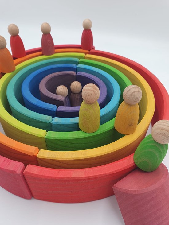 Houten regenboog - Regenboogkleuren - 12 stuks - Open einde speelgoed - Educatief montessori speelgoed van Houten — afbeelding 5