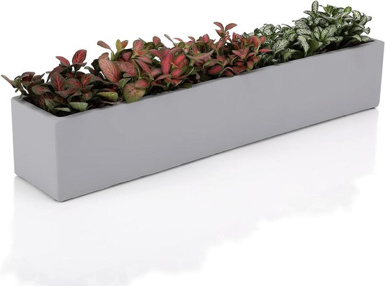 Jardinière rectangulaire en béton gris non émaillé de 14,5 pouces pour rebord de fenêtre - Ten pierres