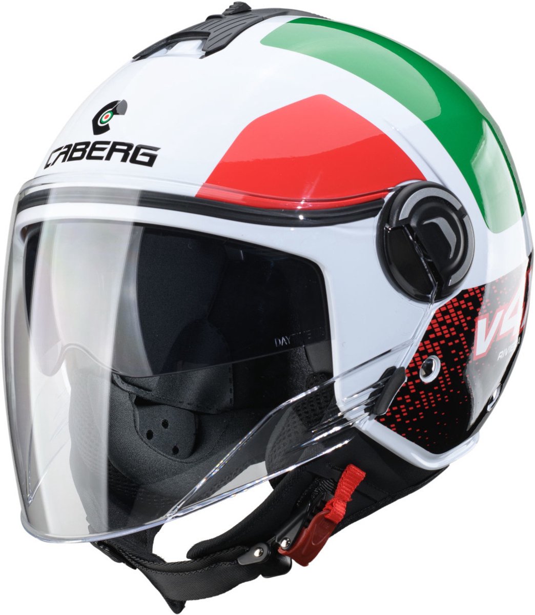 Caberg Riviera V4 X Alpha Wit Rood Groen Jethelm - Maat L - Helm