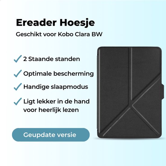 RENALUX - Hoesje Geschikt voor Kobo Clara BW E-Reader - Sleepcover Bookcase - Book Cover - Zwart van Merkloos — afbeelding 2