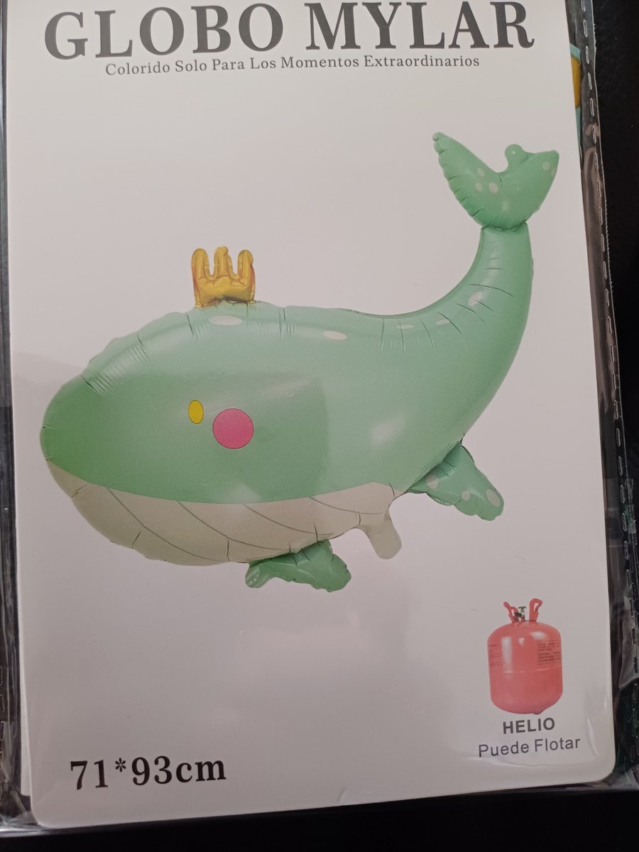 Folieballon walvis met kroontje 71x93cm