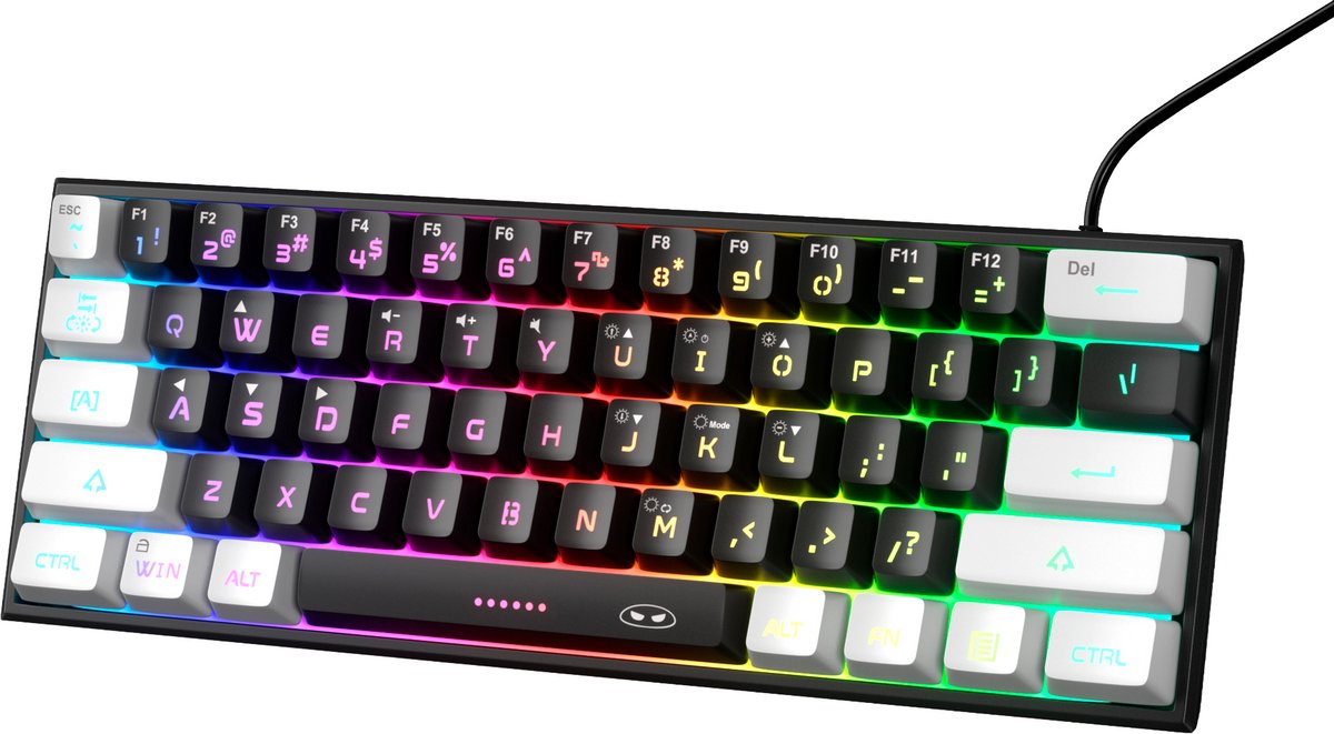Gamingtoetsenbord 61 Key Bedraad mechanisch toetsenbord LED- gamingtoetsenbord met achtergrondverlichting en blauwe schakelaar voor computer