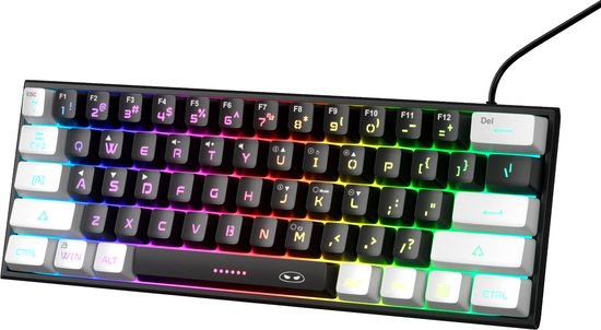 MageGee TS91 - Gaming Toetsenbord - Gaming - RGB Keyboard - 60% Keyboard - Ergonomisch - Wit & Zwart