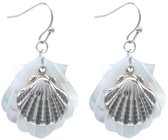Dames Oorbellen – RVS – Schelp Design – Zilverkleurig – 4cm – Subtiele Glans