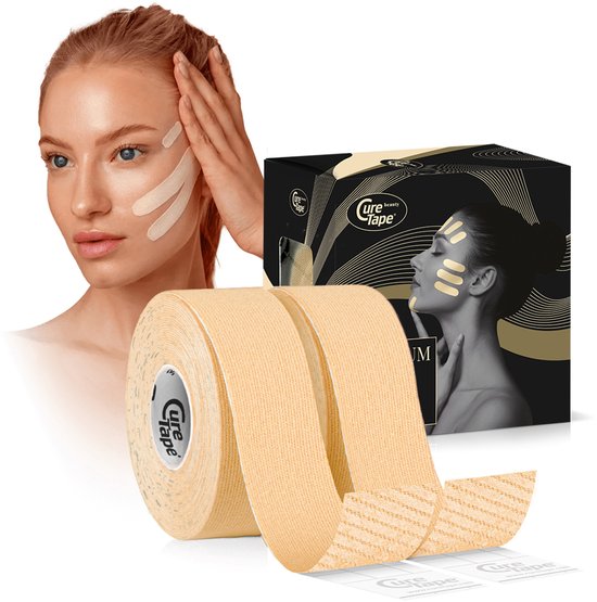 CureTape® Beauty - Face Taping - Cosmétique Taping - anti-âge - amélioration de la peau - 2,5 cm x 5 m - 2 rouleaux