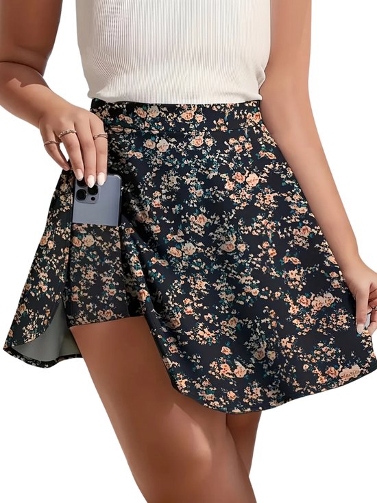 Livano Broekrok Dames - Skort - Korte Broek - Culotte - Wandelrok - Zwart - Maat L