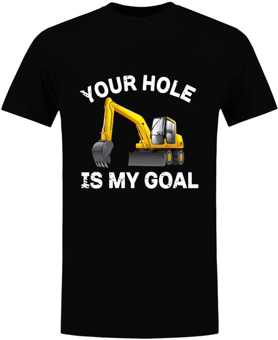 Ton trou est mon but | T-shirt homme | pelle | trou | blague | drôle | but | Noir
