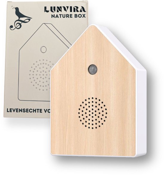 Lunvira NatureBox® - Nichoir sonore pour oiseaux avec capteur - Nichoir Zwitscherbox - Nichoir sonore pour oiseaux - Nichoir sonore pour toilettes, salle de bain, toilettes et salon