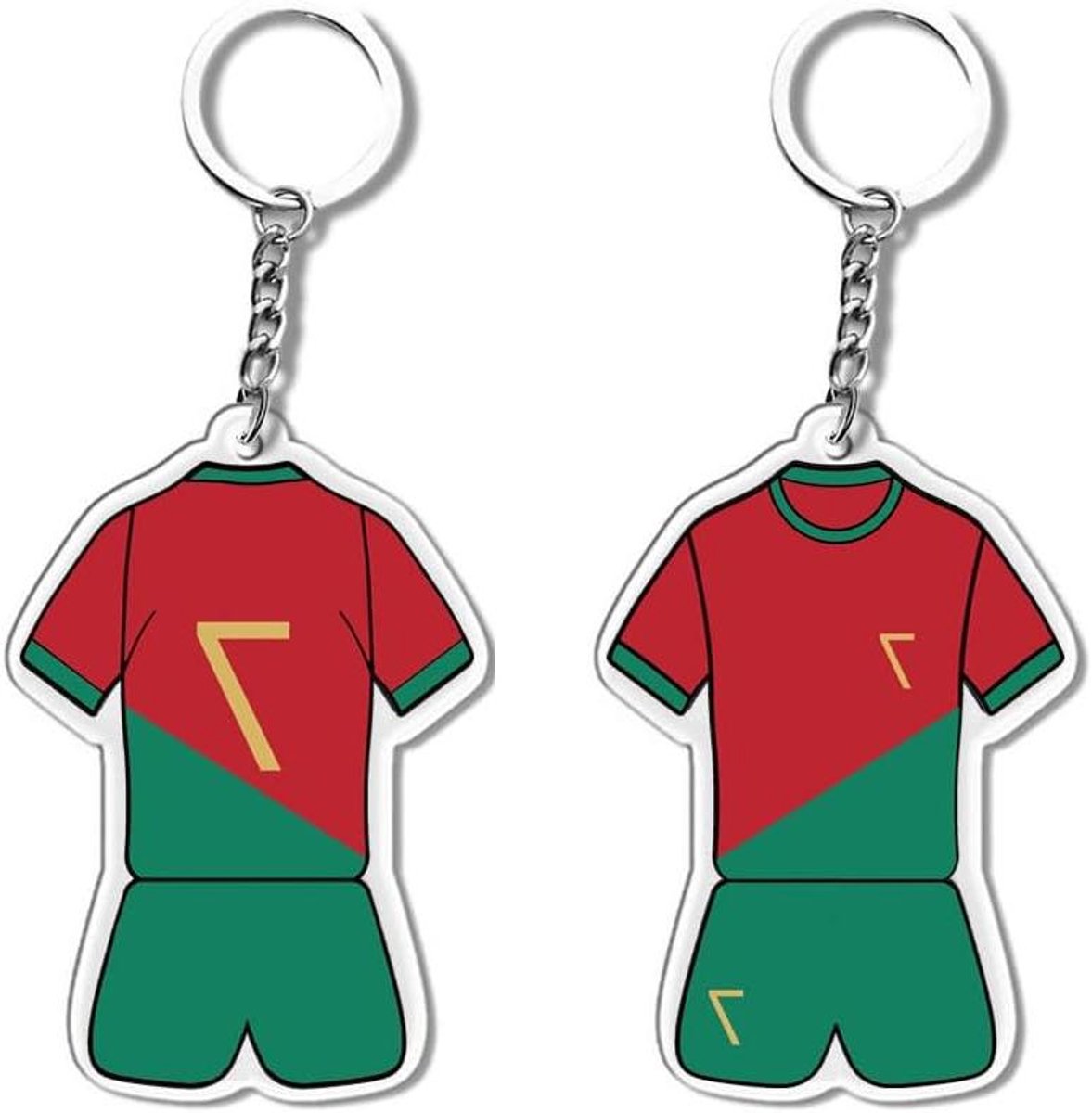 Allecto Plus - Sleutelhanger voetbal jersey design - Leuk cadeau voor voetballiefhebbers - Set van 2 - 5 x 35 cm - Persoonlijkheidssleutelhangers - Voor jongens.