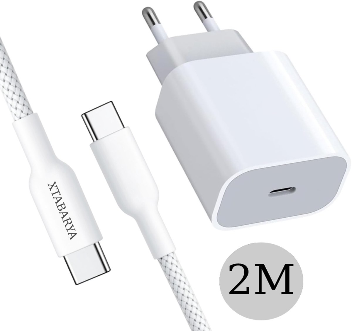 Image of 20W USB-C Snellader met 2 m USB-C naar USB-C-kabel – Geschikt voor iPhone | Supersnel opladen & data-overdracht