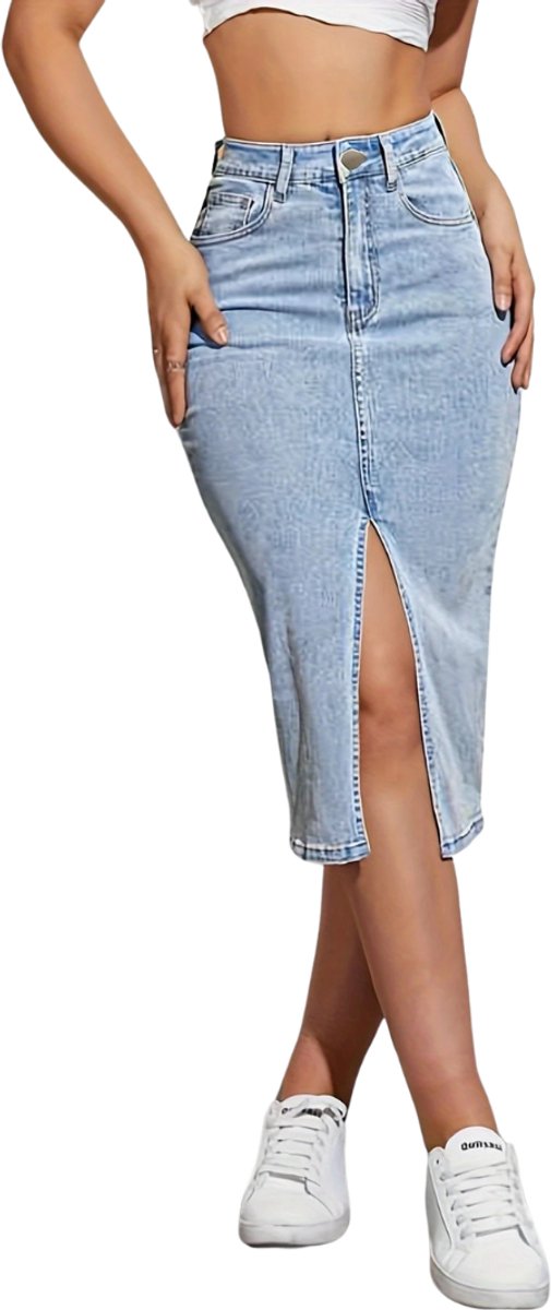 Nivard Spijkerrok Rok Jeansrok Dames – Spijkerjurk Blauw