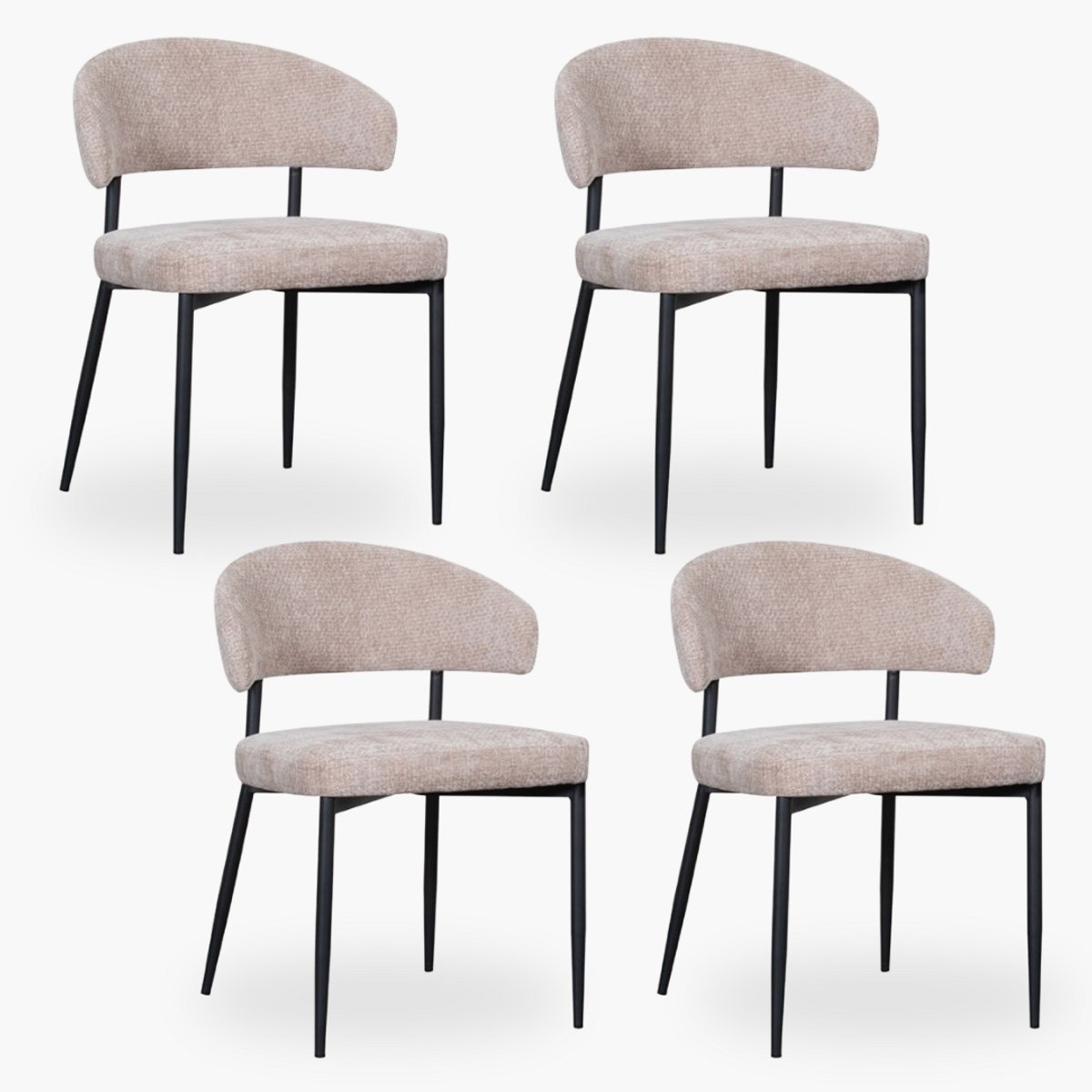 4x Eetkamerstoel Noa - Taupe Velvet - Set van 4 - Taupe