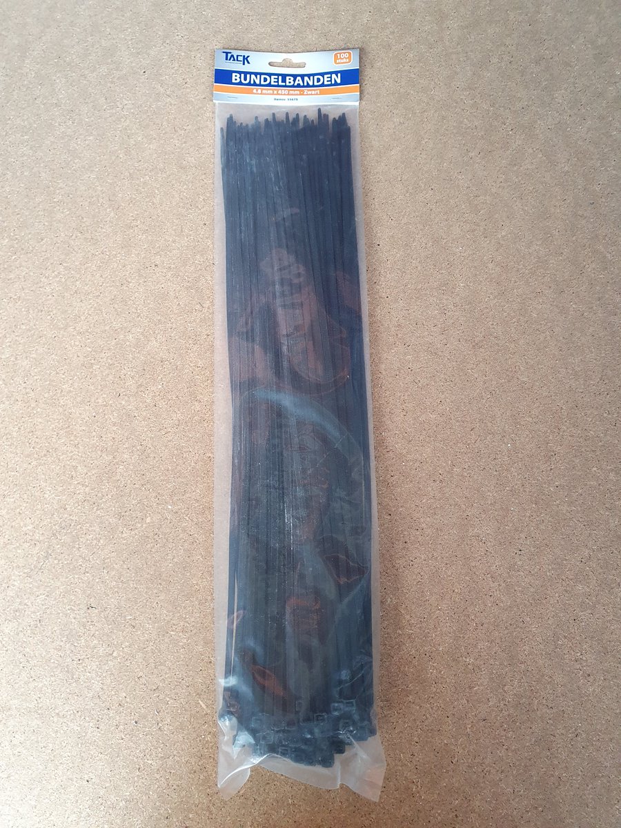 tie wrap zwart 4,8x450mm per 100 stuks