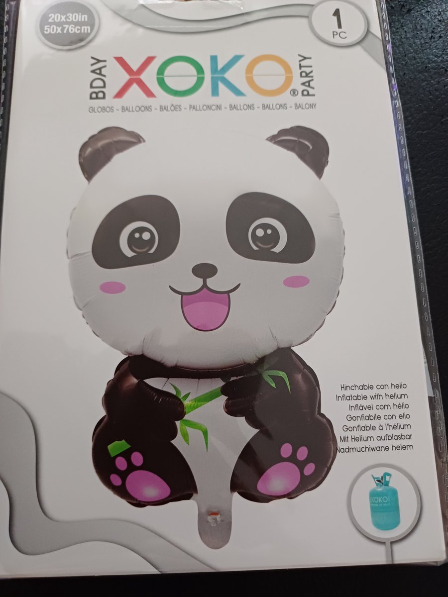 Folieballon panda met bamboe 50x76cm