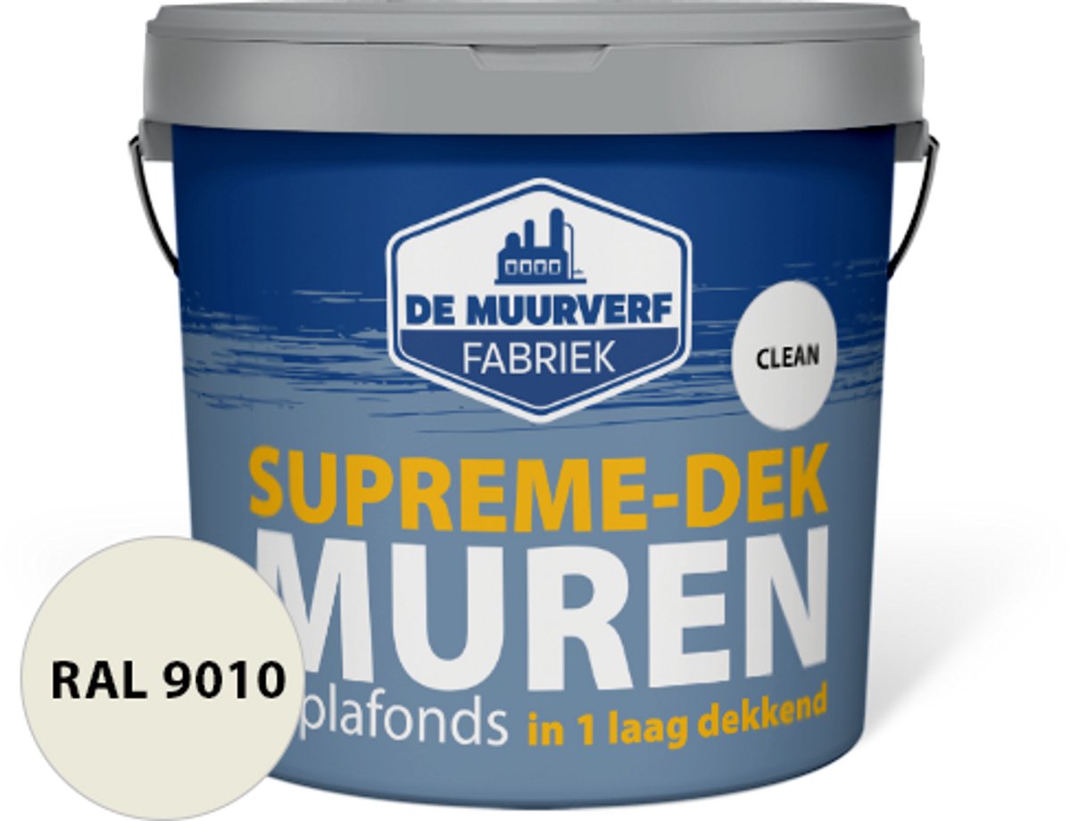 Supreme-dek Clean | RAL 9010 | 10 liter | DE MUURVERFFABRIEK