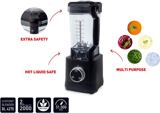FRITEL High Efficiency Blender BL4270 - 2000 watt- 2 liter - 8 messen van Fritel — afbeelding 4