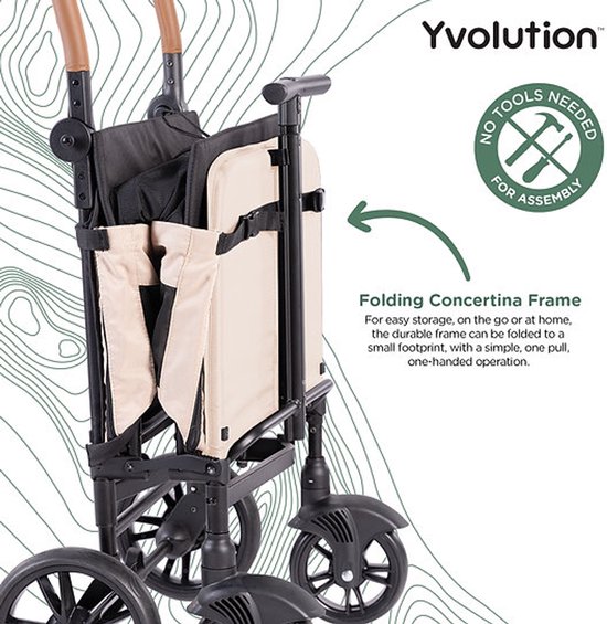 Yvolution - Stroller Wagon - Gemakkelijk Opvouwbare En Op Te Bergen Bolderkar Met Luifel - Luxe Kinderkar & Wandelwagen - Lichtgewicht & Opvouwbaar - Met Veilig Gordelsysteem En Verstelbare Duwstang van Merkloos — afbeelding 3