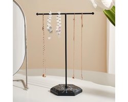 Allecto Plus - Sieradenhouder Zwart 25.5 cm T-Vormige Kettingstandaard - Juwelenstandaard voor Hangers, Armbanden en Oorbellen