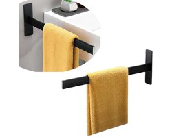 Badkamerrek - Handdoekstang - Handdoekenrek - Handdoekstang - Handdoekrek Badkamer - Zonder Boren - 38cm - Handdoekhouder - Rek Geschikt Voor Handdoek - Rek voor Handdoek - Ophangbaar - handdoekrek keukenkastje - Zwart - 1 stuks