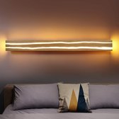 Applique murale LED NETTLIFE - Bois - 100 cm - Éclairage mural d'intérieur - Lumière blanche chaude 3000 K - Lampe d'entrée moderne - Lampe de salon indirecte - Lampe de chevet 16 W - Pour couloir | cage d'escalier | Chambre à coucher