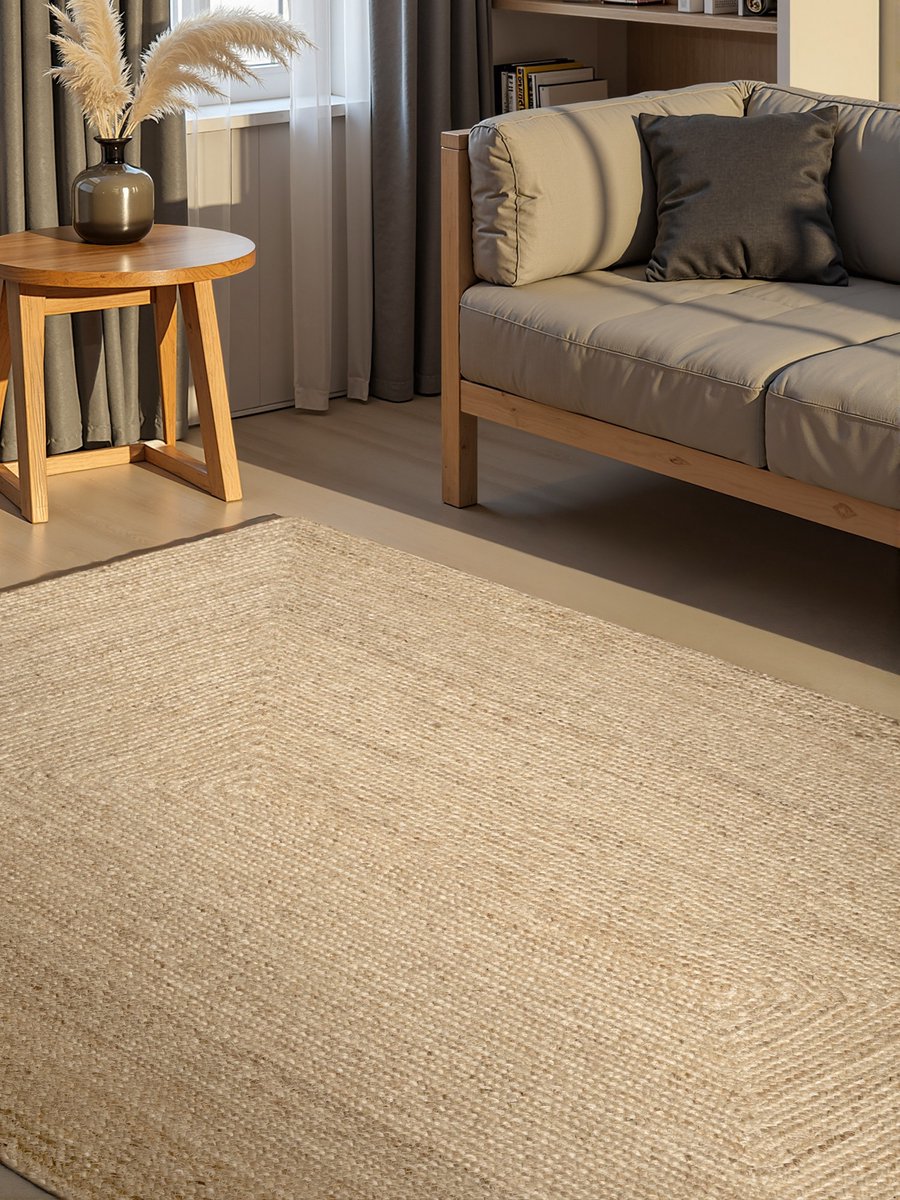 Flycarpets Juno Jute Vloerkleed Creme - Laagpolig Tapijt - 120x180 cm