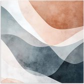 Poster 100x100 cm - Abstract - Golven - Blauw - Posters - Kamer decoratie - Wanddecoratie woonkamer - Muurdecoratie slaapkamer XXL