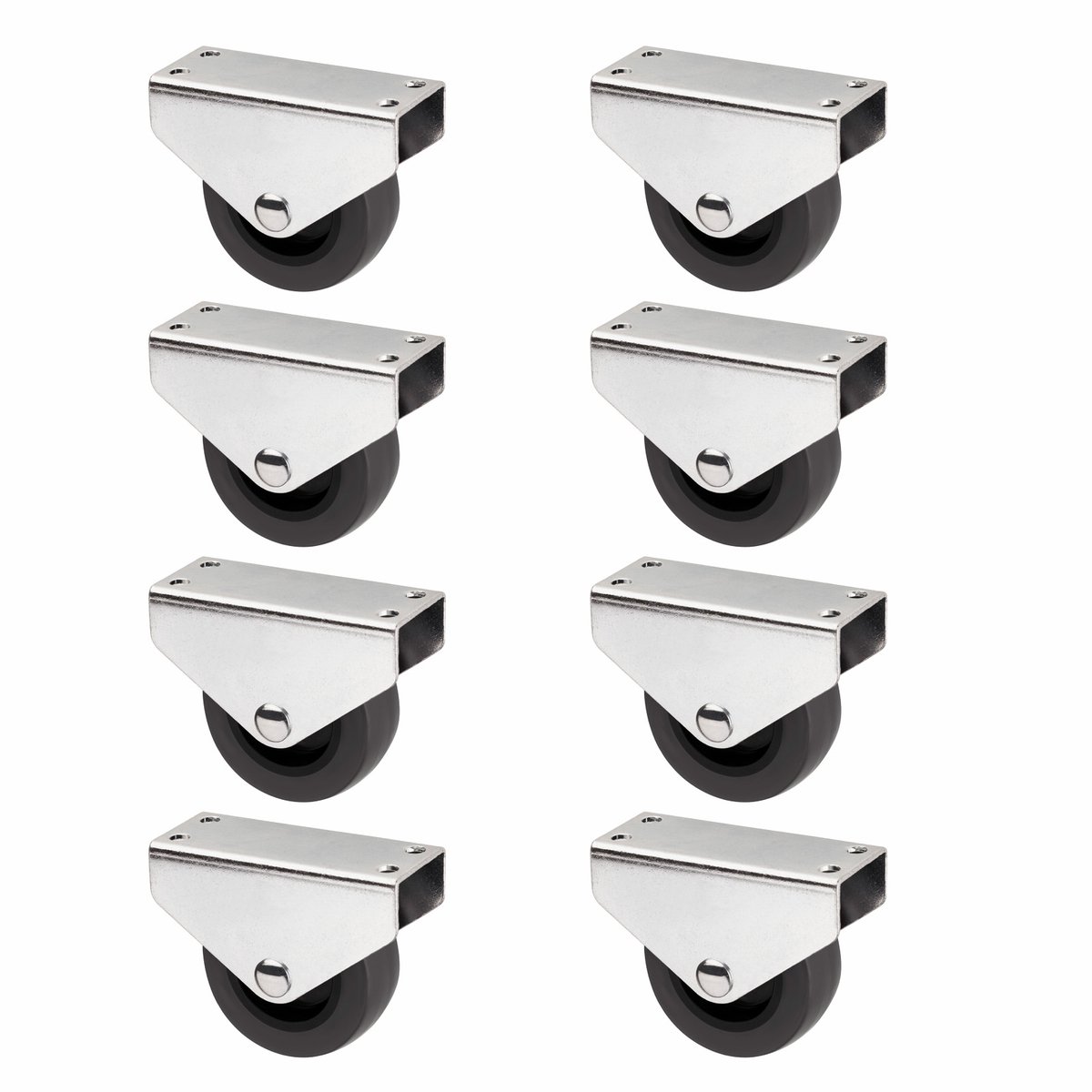 SOTECH Set van 8 Kastwielen PASSAU (Ø 50 mm, voor onderbouwmontage, donkergrijs) Bokwiel, stil en vloervriendelijk, Ideaal voor bedkasten en vloerlades