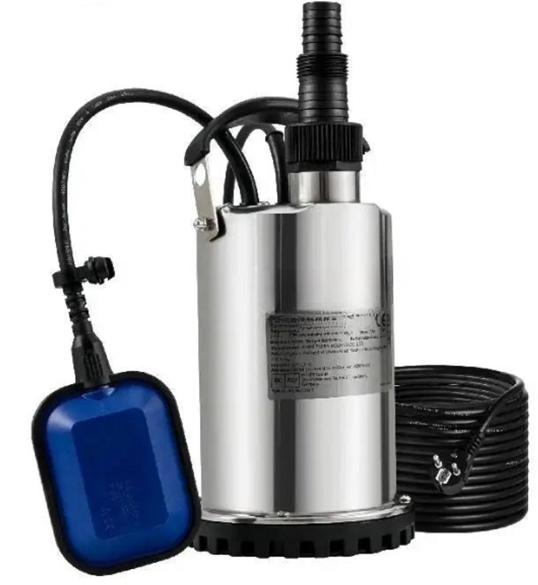 Dompelpomp - Rioolpomp - voor het oppompen van water uit zwembaden, kelders en hot tubs - 550W - 0.75HP - 230V - 50Hz - Zilver