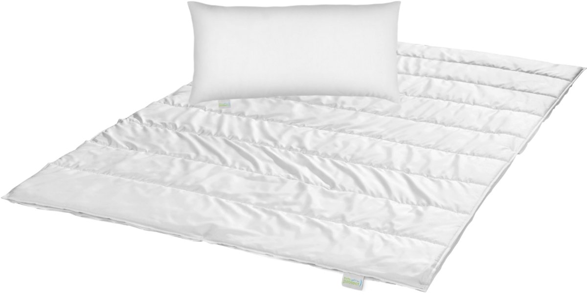 Bodyprotect set 135 x 200 cm 4-seizoenen dekbed en 40 x 80 cm hoofdkussen | ECOLine beddengoedset uit dekbed en kussen | medium dekbed plus licht dekbed | allergievriendelijke hoes van microvezel | wasbaar op 40 graden | wit