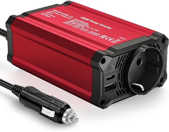 CLGP® Omvormer 12v 230v Zuivere Sinus - Spanningsomvormer - 200W - Rood