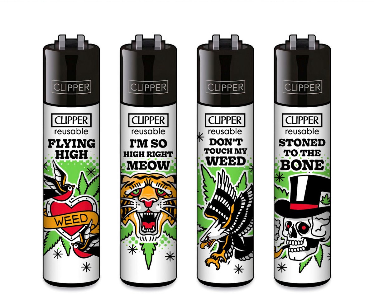 Clipper Classic Large Aanstekers "420 Tattoo #2" (4 Stuks)