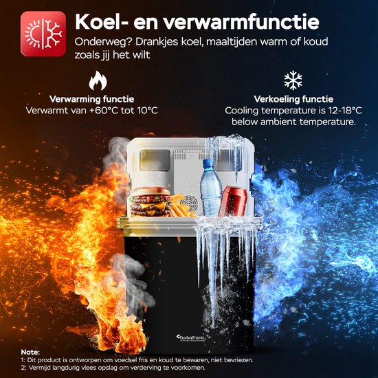 TurboTronic EC24 Elektrische Koelbox voor Auto en Camping - Koelbox Elektrisch met Verwarmingsfunctie - 12v 230 Volt - 24L - Zwart van TurboTronic — afbeelding 4
