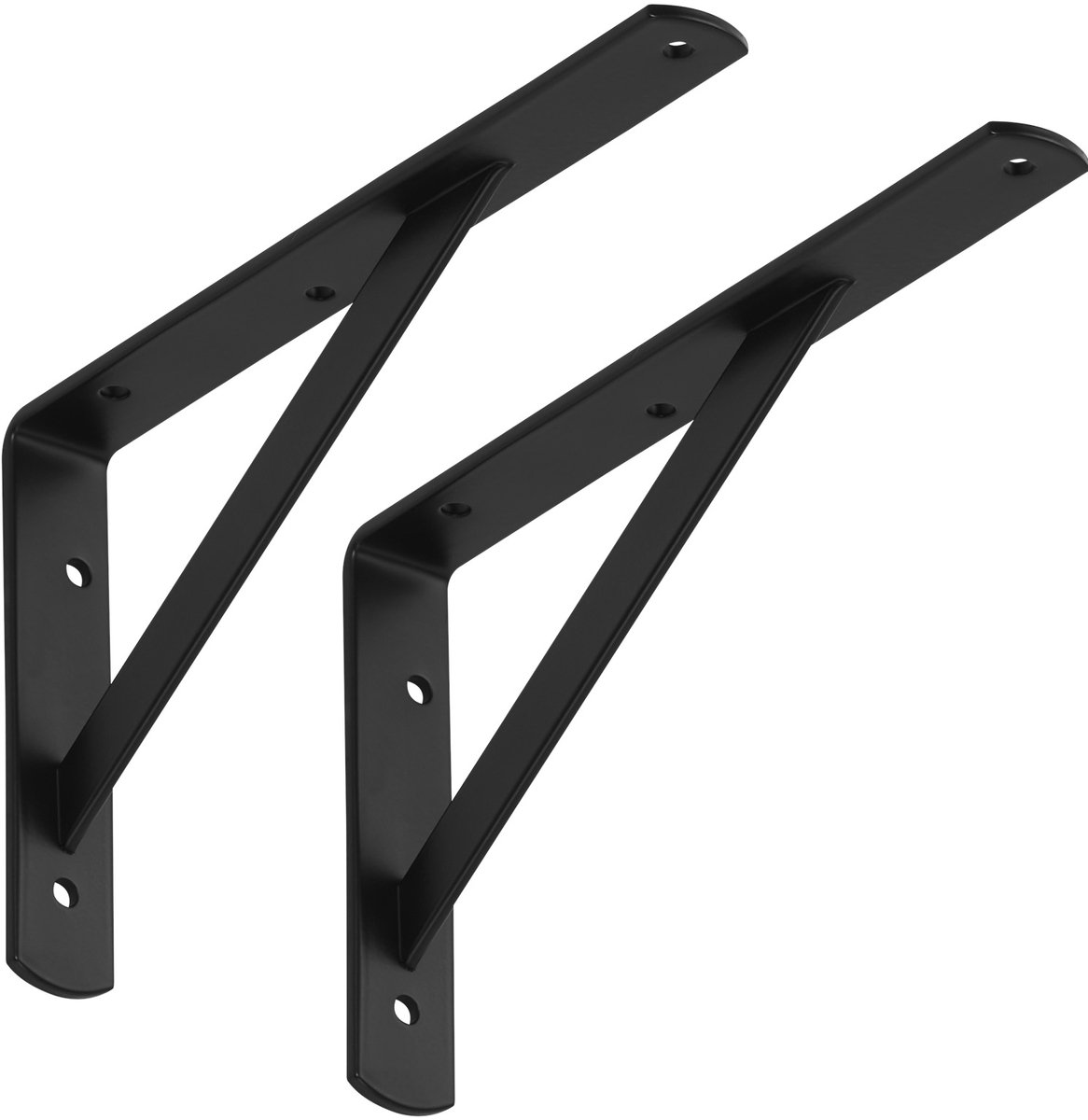SOTECH set van 2 Legbordbeugels (250 x 150 x 30 mm, zwart, poedercoating), muurbeugel met dwarsbalk voor stabilisatie