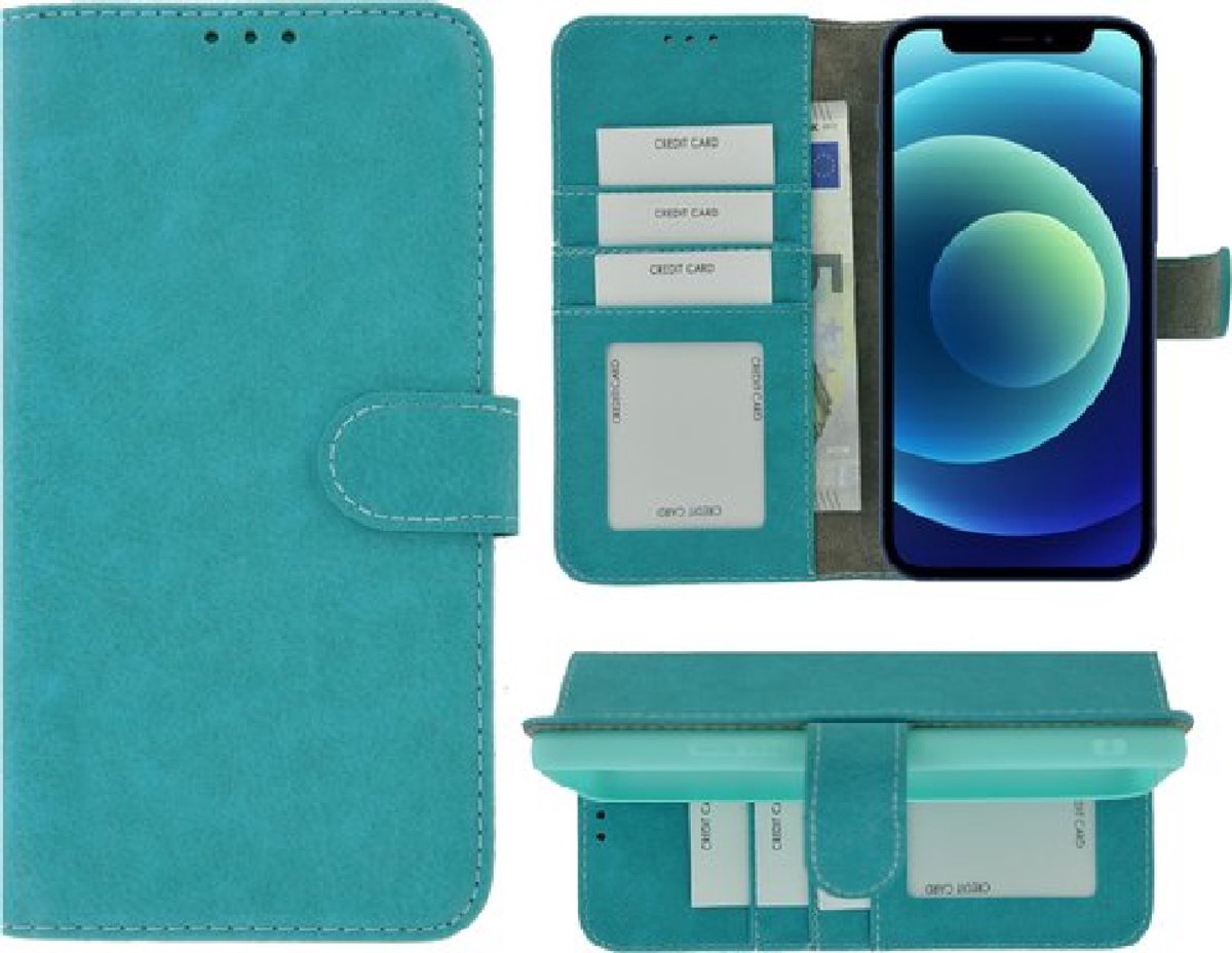 Hoesje Geschikt voor iPhone 13 - iPhone 13 Book Case Wallet Turquoise Cover