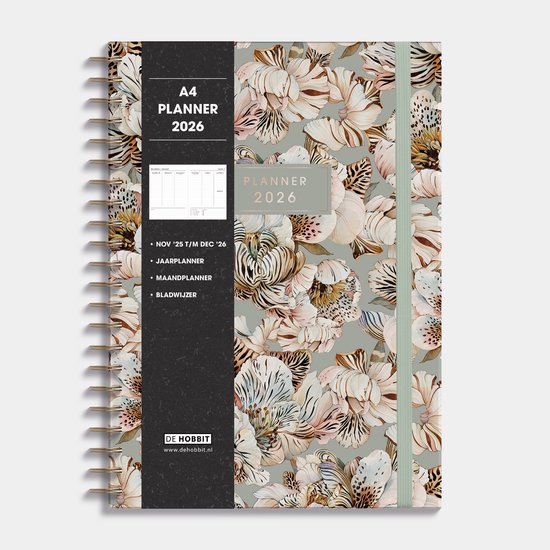 Hobbit - A4 Planner 2026 - A4 (21 x 29,7 cm) - 1 week op 2 pagina's - Harde Kaft - Tijgerlelie