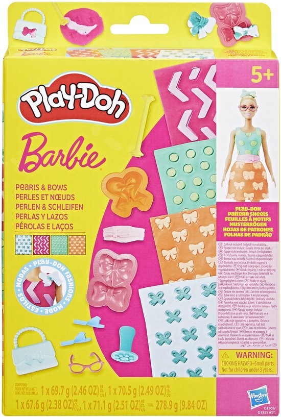 Play-Doh-patronenpakket Barbie Parels en strikken - Navulset - Boetseerklei
