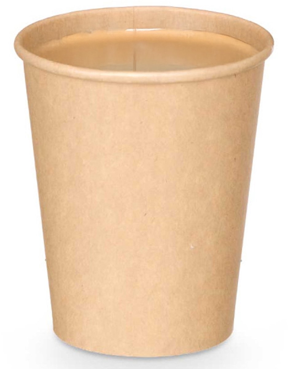 Kinvara papieren koffiebeker/drinkbeker - 12x stuks - 240 ml - gerecycled kraft papier - Biologisch afbreekbaar - wegwerp bekers