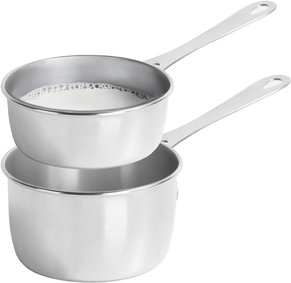 Kinvara melk en sauspan - set van 2x stuks - RVS - metaal - alle warmtebronnen