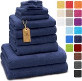 ZOLLNER Set van 3 douchehanddoeken van 70 x 140 cm, bijzonder zachte en absorberende handdoeken in bruin, met praktische ophanglus, wasbaar tot 95 °C, katoen, hotelkwaliteit
