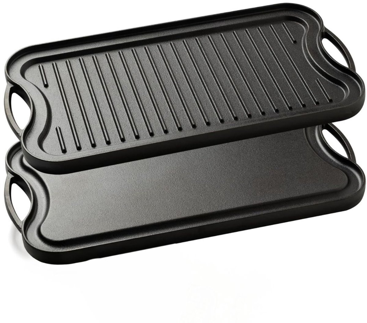 CLGP® Grillplaat Inductie - Bakplaat - Gietijzer - Zwart