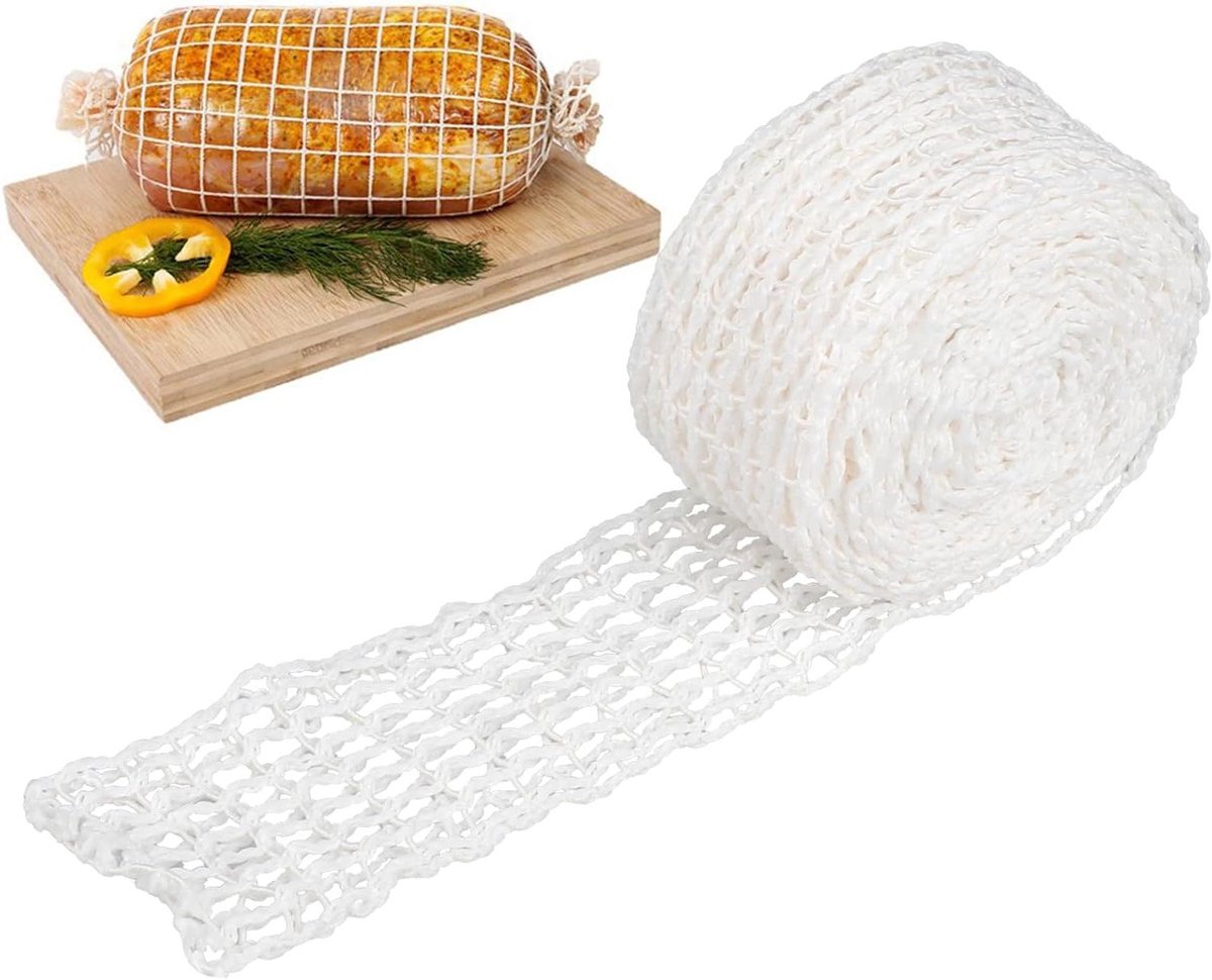 Allecto Plus - 3.0 meter Vleesnetrol Maat 18 - Elastisch Net voor Vleeswaren - Kalkoenham - Ham - Persvorm - Koken - Wikkelgaas - Pluimvee - Gerookt Vlees - Slagerstouw - Rol Wikkelnet