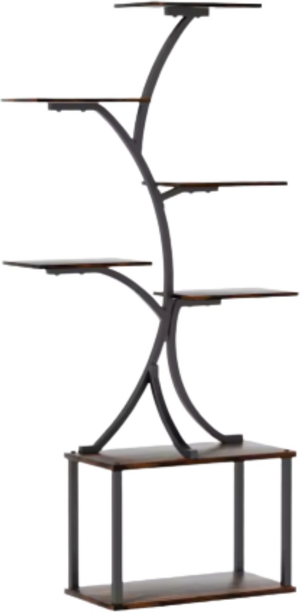 Plantenstandaard deluxe - 151cm - Plantenrek - Plantentafel - Voor binnen & buitengebruik - Bloempothouder - Metaal en hout