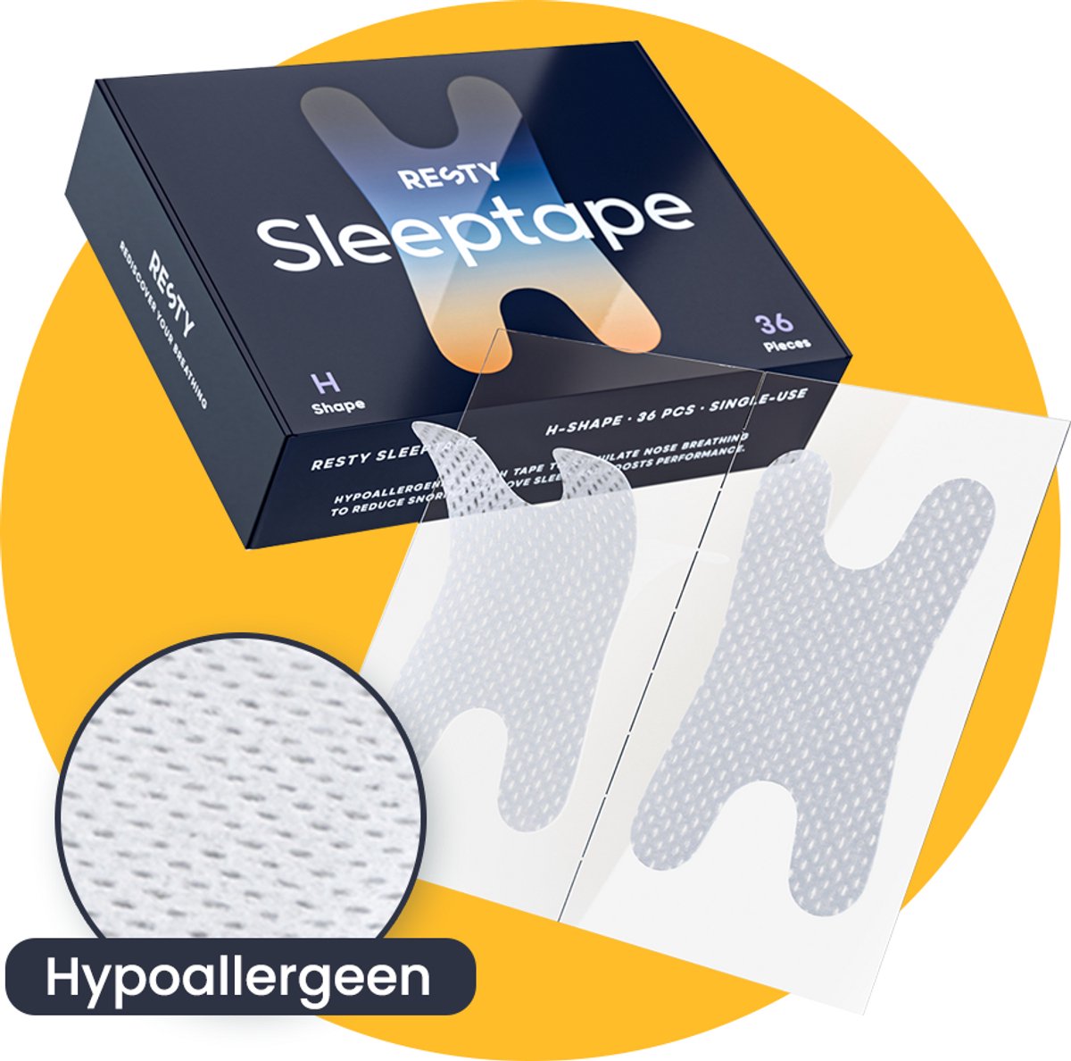 Resty® H-Shape Mondtape voor Slapen - Extreem Zacht - Extra Gevoelige Huid - 36 Stuks - Mouth Tape