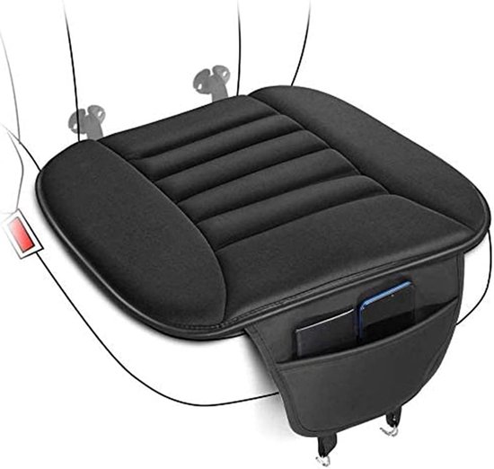 Foto: Auto zitkussen autostoel kussen autostoelkussen autostoel kussen met opbergzak beschermende auto accessoires comfortabel ademend stoelbeschermer voor auto interieur kantoorstoel thuis 49 46 cm zwart
