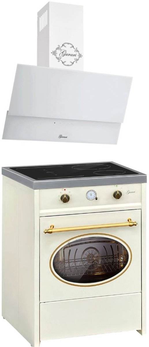 Fornuis - GURARI - GCH E 612 Cr r - Retro Inductie 60 cm , Range Coocker, 60 L + Afzuigkap - GCH 268 WH 6 Prime - Afzuigkap 60cm
